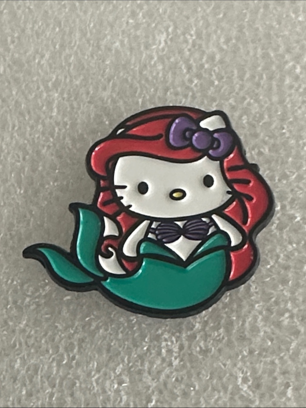 Hello Kitty Mermaid Pin - Red Hair, Teal Tail, Purple Bow